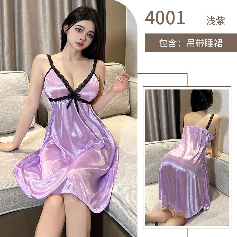 

Сексуальная домашняя одежда Глубокий V Чистое желание Слинг, Кружево Тонкий Летний Сатин average size [wearable weight: within 65kg] светло-фиолетовый
