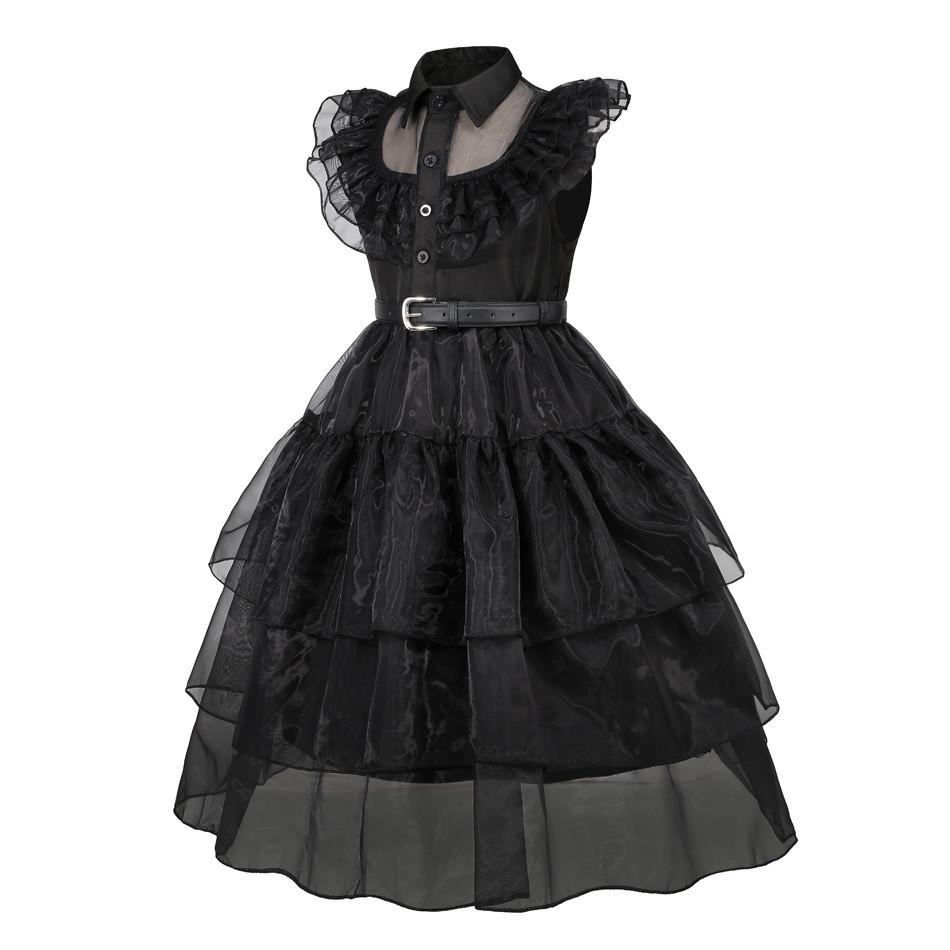Mittwoch Addams Vintage Spitze Gothic Maxikleid für Mädchen 3 bis 8 Jahre
