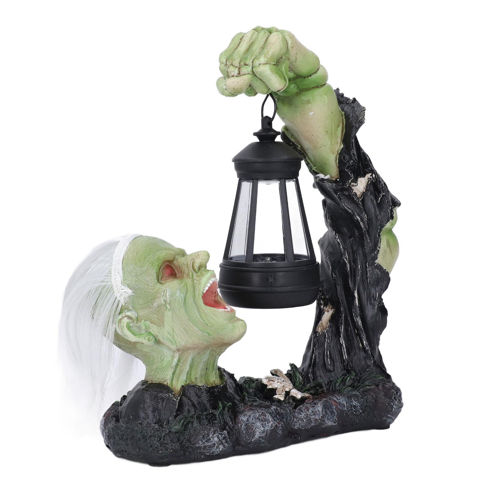 

Ужасный череп статуя фонарь зеленый цвет смола солнечный фонарь страшный декор для двора