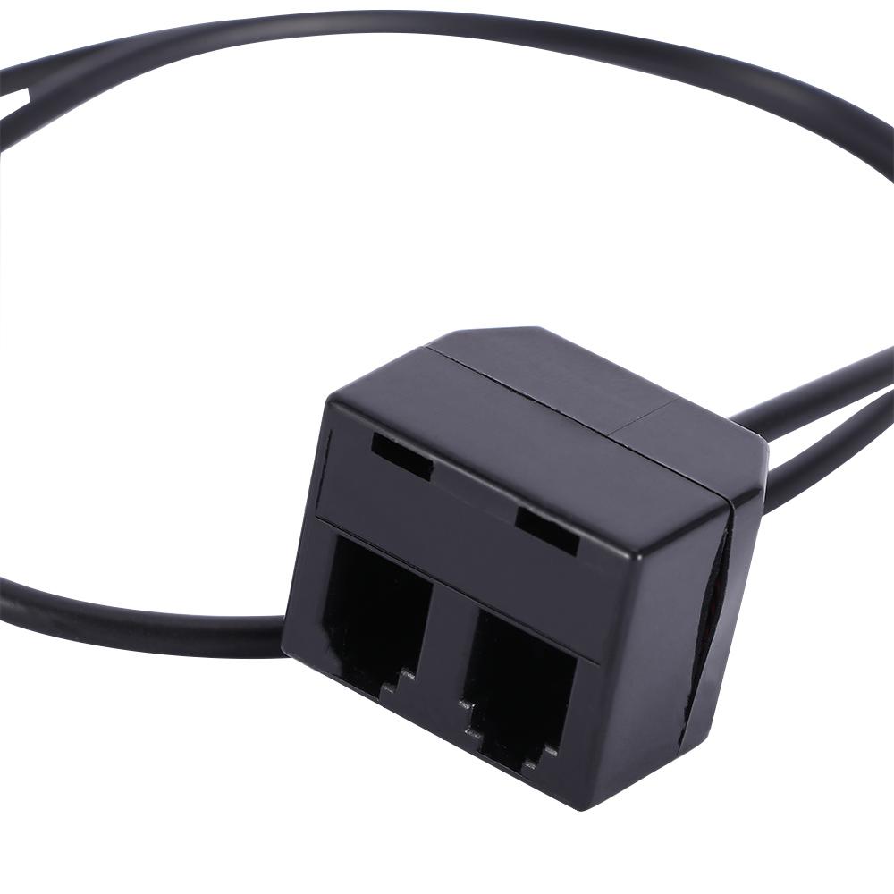 4P4C Standard Telephone Line 2 Female To 1 Male Splitter Cord Extension Cable Cords Line