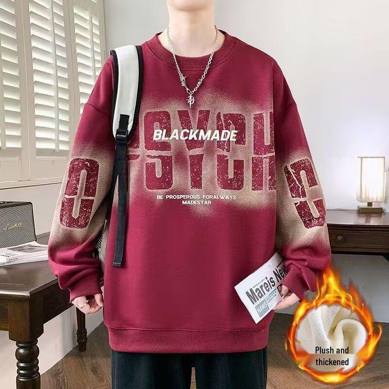 Trendy Men's Letter Print Sweatshirt: Autumn/Spring Round Neck, Long Sleeve, Casual Loose Fit.