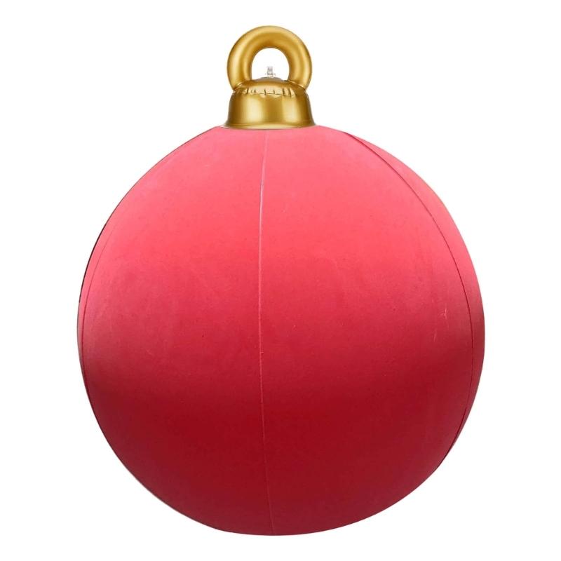 Velvet Inflatable Ornaments Balls Outdoor - 24 Inch Large Inflatable Christmas Balls, Reusable Blow Up Christmas Ornaments, Inflatable Xmas Decor for