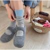 Spring Autumn Socks Double Needle Middle Tube Socks Thickened Warm Retro Women's Stacked Sports Socks Dot Yarn Korean INS Style