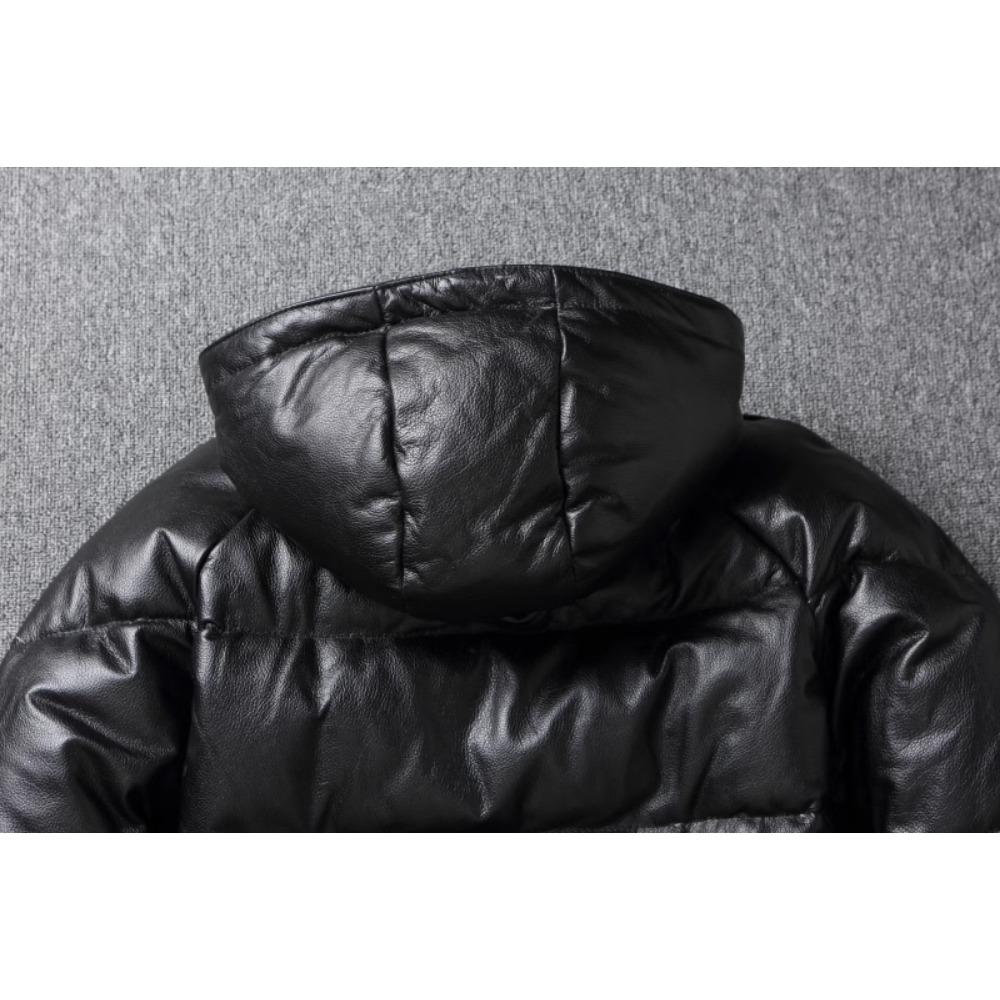 Chinese Size Thick Men Leather Jacket Hood Warm Down Coat Winter Long Down Jackets Genuine Cow Leather Coats Mens Clothing