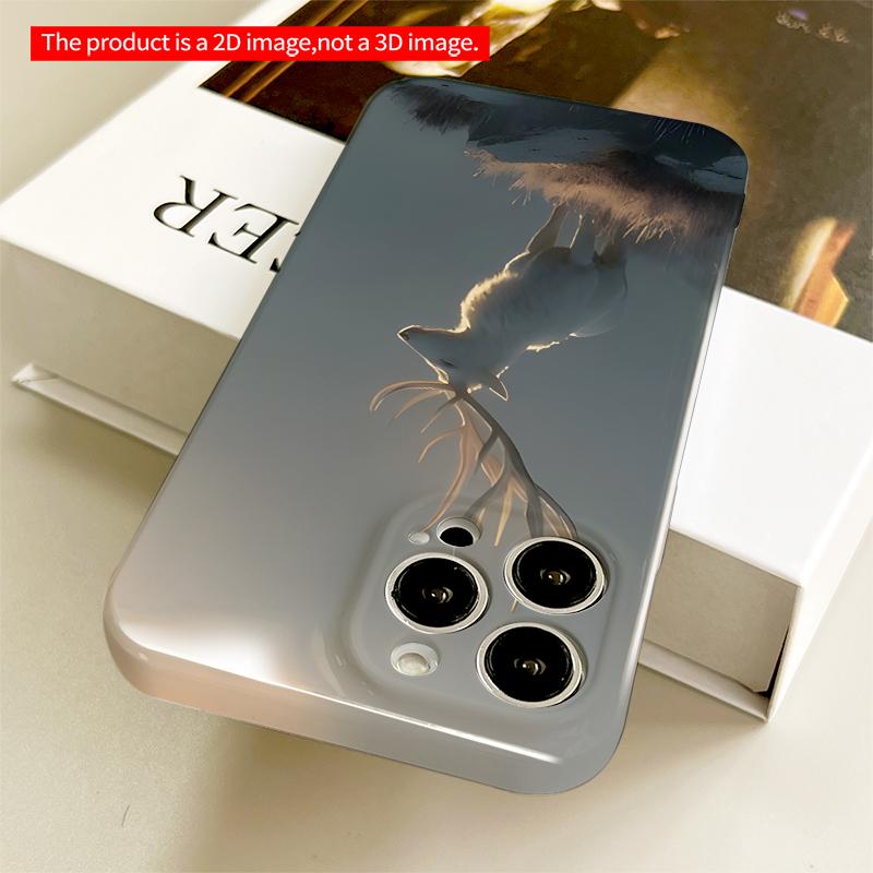 2DFlat Mystic White Deer Silhouette At Dawn All Inclusive Film Hard iPhone Case, Compatible with iPhone 18 Pro Max 17 16 15 14 13 12 11