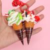 Simulation Ice Cream Cone Keychain Braided Lanyard Realistic Design Backpack Pendant Gift For Girls