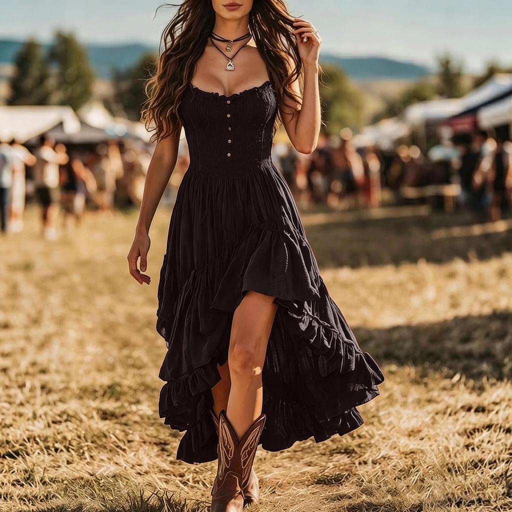 Elegantes trägerloses Damenkleid mit geraffter Taille, Bodycon Midi-Kleid, gerüschter Saum, Knopfleiste vorne, ärmellos, Sommerkleid