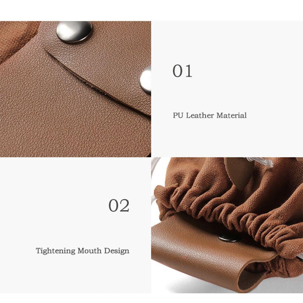 Collapsible Canvas Storage Bag PU Leather Outdoor Foraging Bag Garden Picking Pouch  Tool Storage