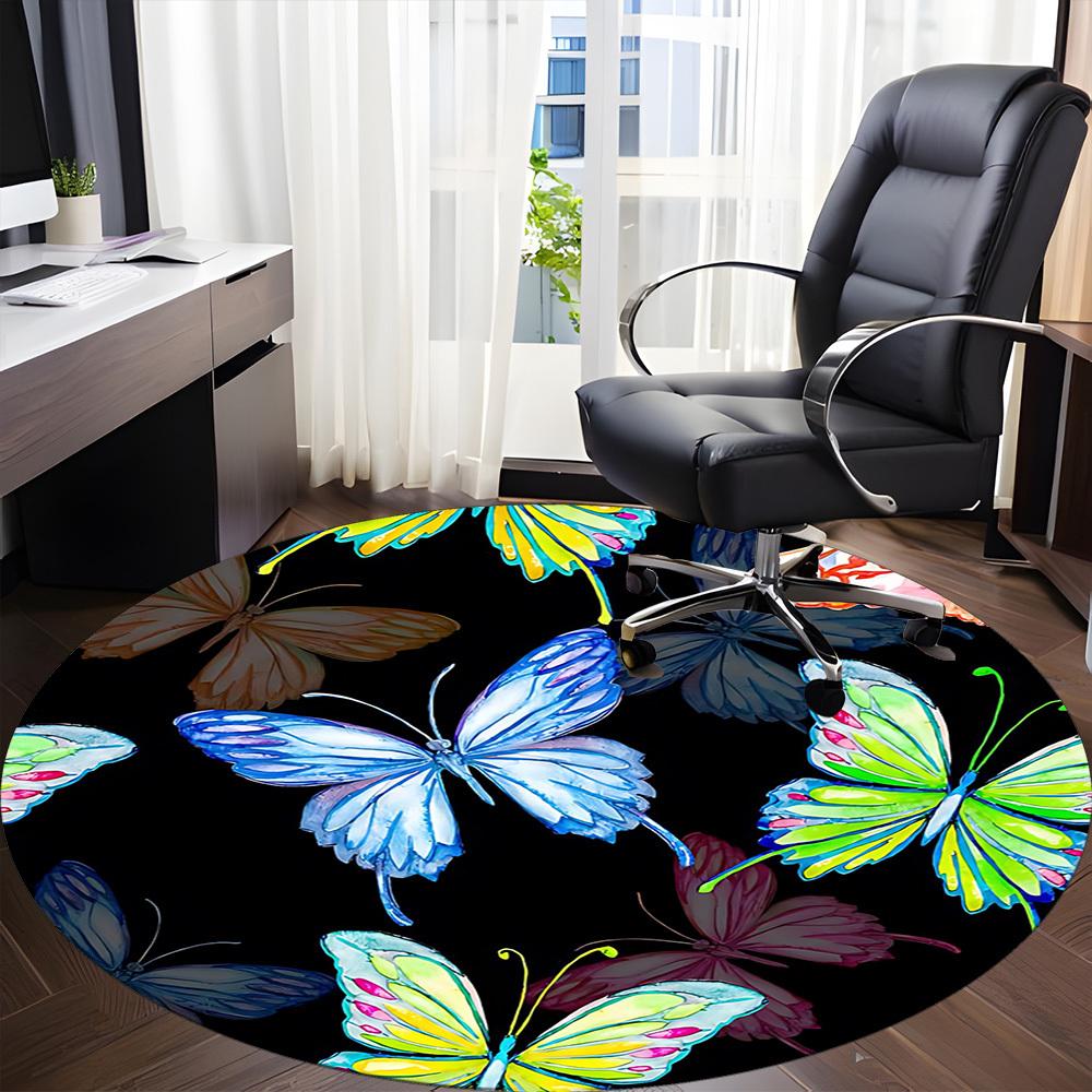 1pc Butterfly Print Chair Carpet for Office, Non-slip, Soft and Durable Office Rug, Perfect for Office yy251227138