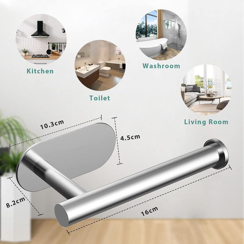 Bathroom Towel Rail Set Without Drilling Stainless Steel Bathroom Hardware Accessories Set Adhesive Paper Roll Holder Wall Hooks