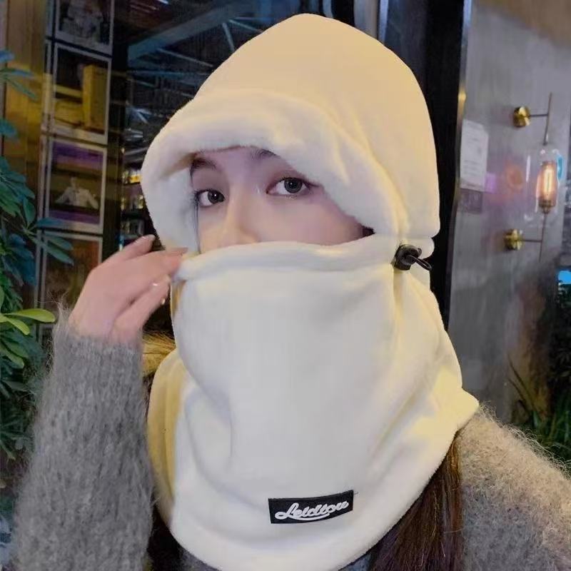 Winter cycling electric vehicle warm artifact windproof mask scarf integrated headgear women's ear protection hat thickened cotton hat