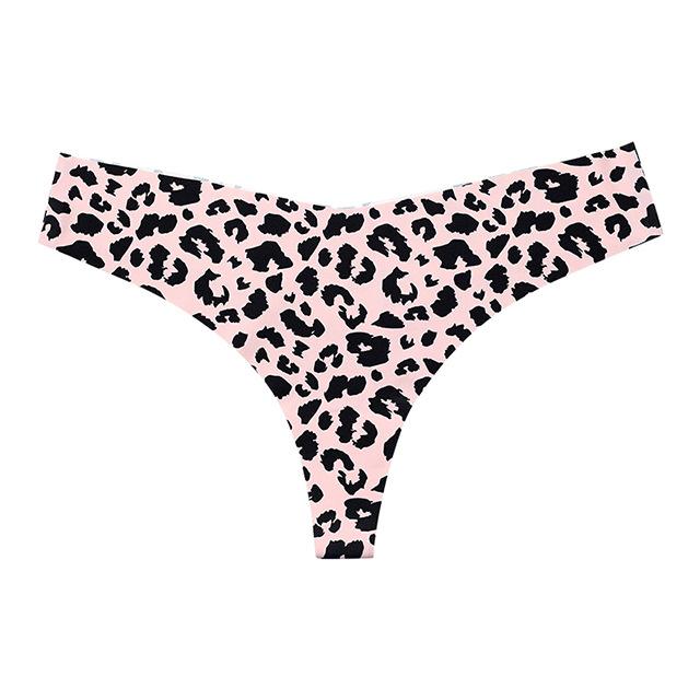 Sexy Leopard Seamless Underwear Women's Ice Silk Breathable Sports Pure Cotton Crotch Antibacterial Women's Thong Panties
