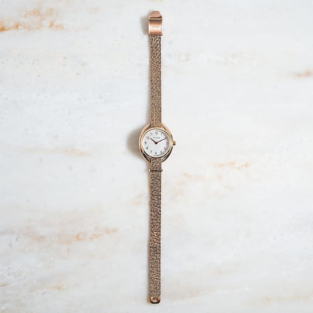 Authorized Dealer Matow Watch MW001002KK2RG White Shell Dial Shiki Gold Flower Round Rose Gold Mesh Strap [MATOW] Women's