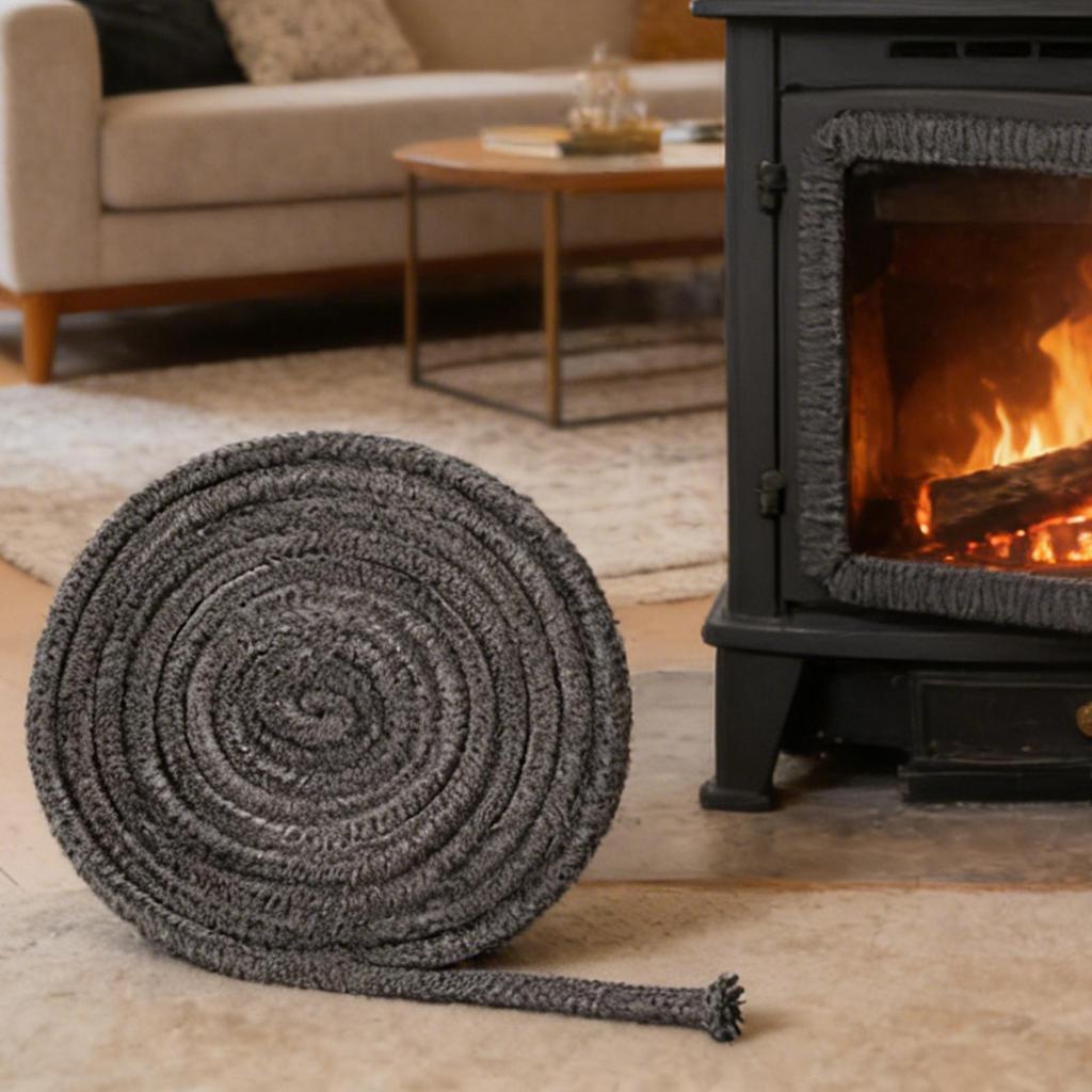 16mm X 2M Black Gasket Tape Fireplace Sealing Rope Wood Burning Stove Door Self-Adhesive Fiberglass Sealing Cord Replacement