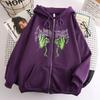 Women's Hooded Zip Up Loose Fit Long Sleeve Printed Butterfly Casual Cardigan Sweatshirt Jacket