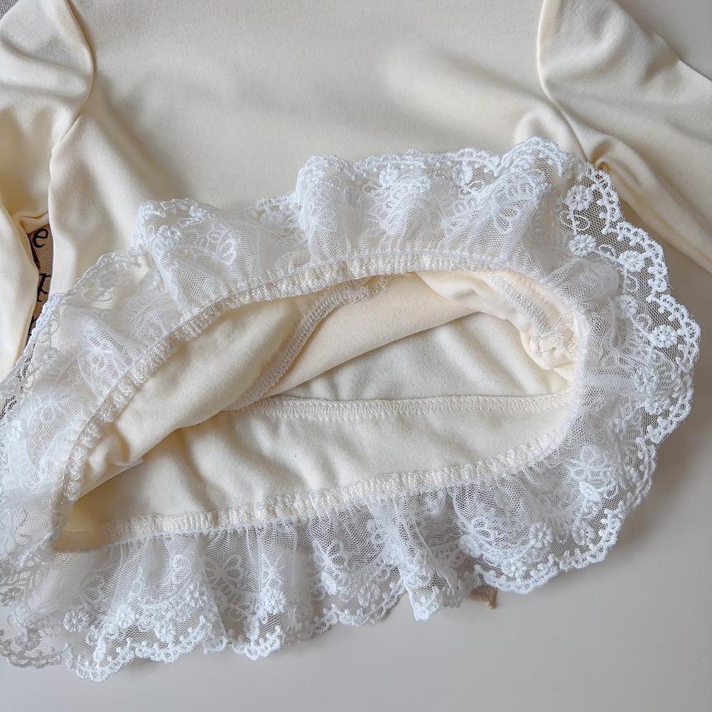 Girls' Korean Style Long Sleeve Lace Trim Top - Spring/Fall Fashion BQB009