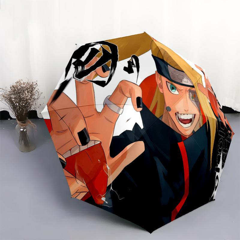 1 PC Automatic Folding Umbrella - Naruto Pattern Portable Foldable Design With 8 Ribs Christmas Birthday Gifts