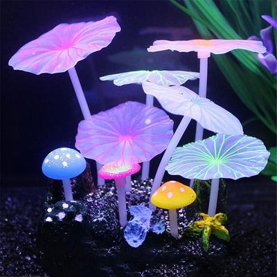 With Sucker Durable Fish Tank Ornament Aquarium Water Grass Artificial Plants Simulation Mushroom
