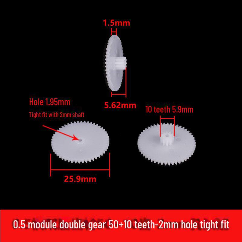 Dwuwarstwowa plastikowa przekładnia zębata o module 0,5, 40-56 zębów, konstrukcja z podwójną redukcją