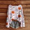Women's Halloween Sweater, Bohemian Vintage Pattern Print Long Sleeve Knit Pullover