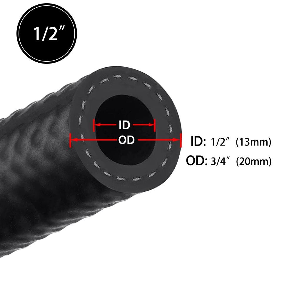 1/2 inch Fuel Hose Line Push Lock NBR Rubber SAE 30R7 25FT 300PSI Black