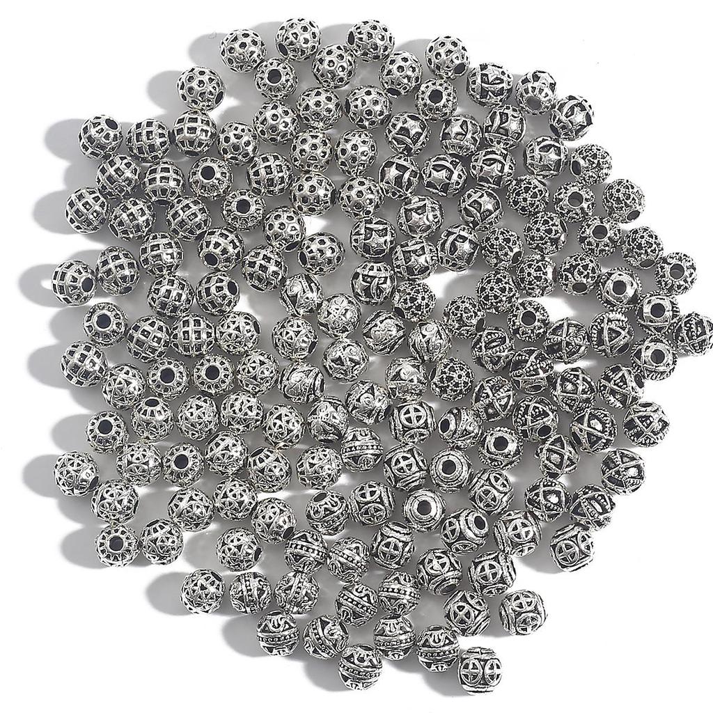 6 mm 20 stk hule antikk sølv vintage metallperler for DIY smykker