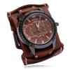 Retro Distressed Men's Cowhide Watch: European American Punk Wide Leather Bracelet Jewelry