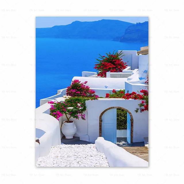 

Санторини Греция Остров и Пейзаж Эгейского моря Принт Искусство Холст Постер Для Украшения Гостиной Домашняя Настенная Картина 8X12inch 20x30cm