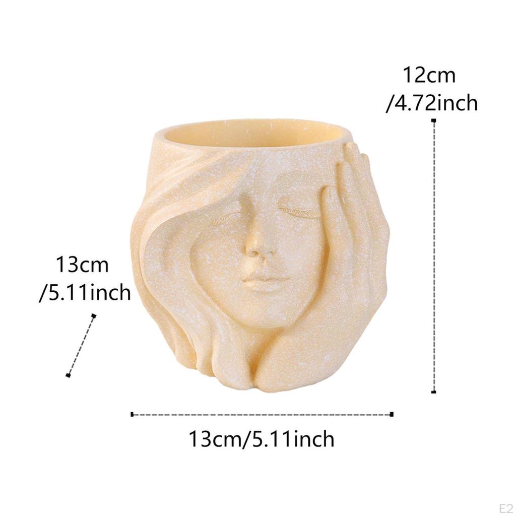 Girl Face Flower Pot Resin Plant Home Decoration Ornament Craft Planter Container for