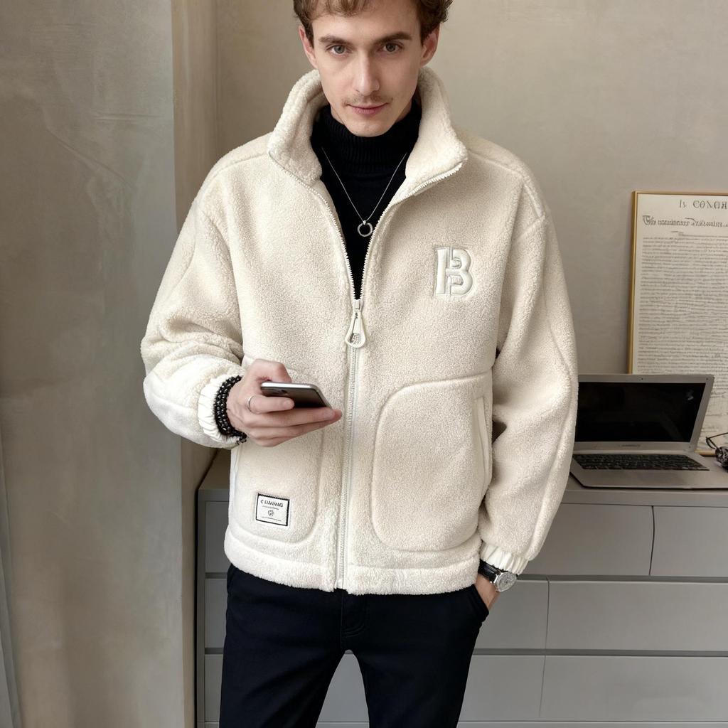 2025 Men's Lambswool Cotton Jacket - Thick Velvet Outerwear for Autumn/Winter