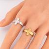 Adjustable Retro Gold-Plated Stainless Steel Cross Ring