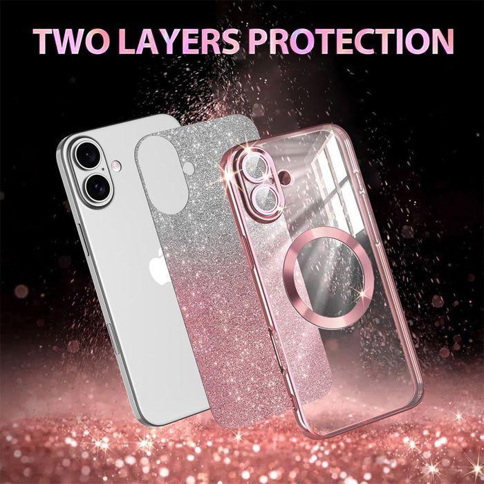 Coque de Protection - BOOLING - pour iPhone 17 - avec Anneau Magnétique - Rose - 2 Verres Trempés