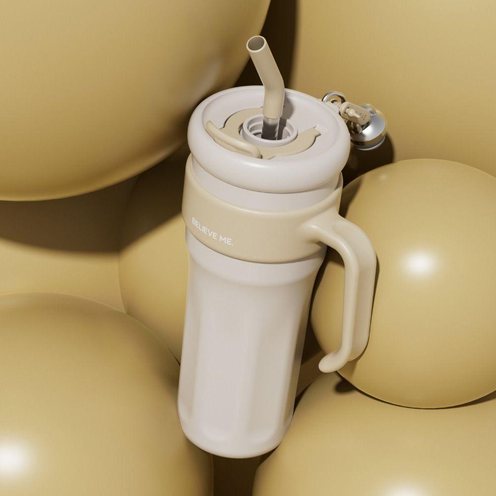 Large Capacity Insulated Water Bottle With Straw Office Double Drink Cup  Travel Tumbler