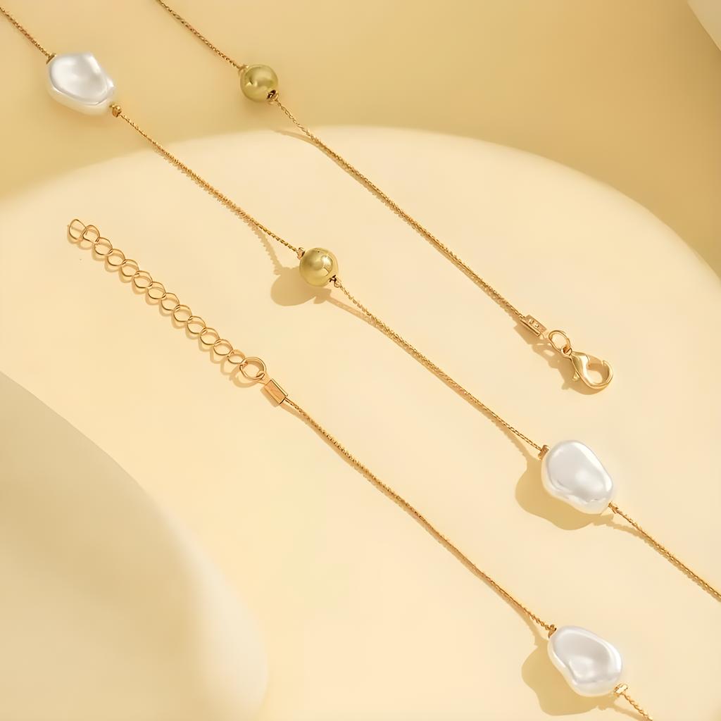 Trend Elegant Y2K Jewelry Irregular Big Pearl Pendant Necklace For Women DIY Long Line Chain Choker Necklace N476