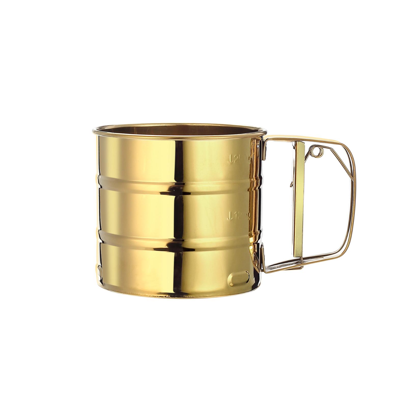 

Механическое сито из нержавеющей стали, фильтр для муки, шейкер для глазури, сахар для выпечки золотой