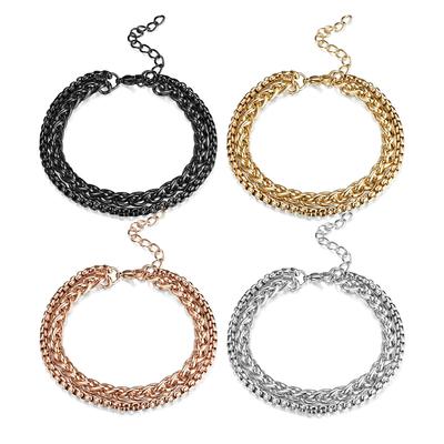 Hiphop-Edelstahl-Doppelpanzerketten-Armband für Männer und Frauen, cooles kubanisches Gliederkettenarmband, Unisex-Handgelenkschmuck, Armreif, Geschenk