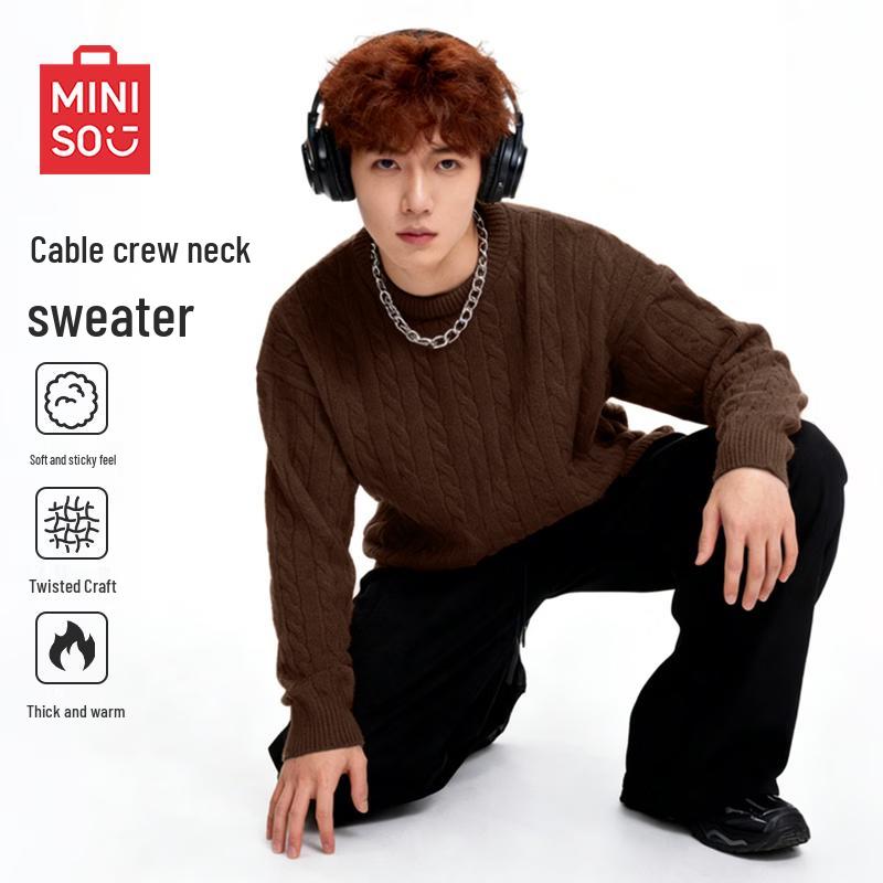 MINISO Men s American Style Crew Neck Knit Sweater 2XL