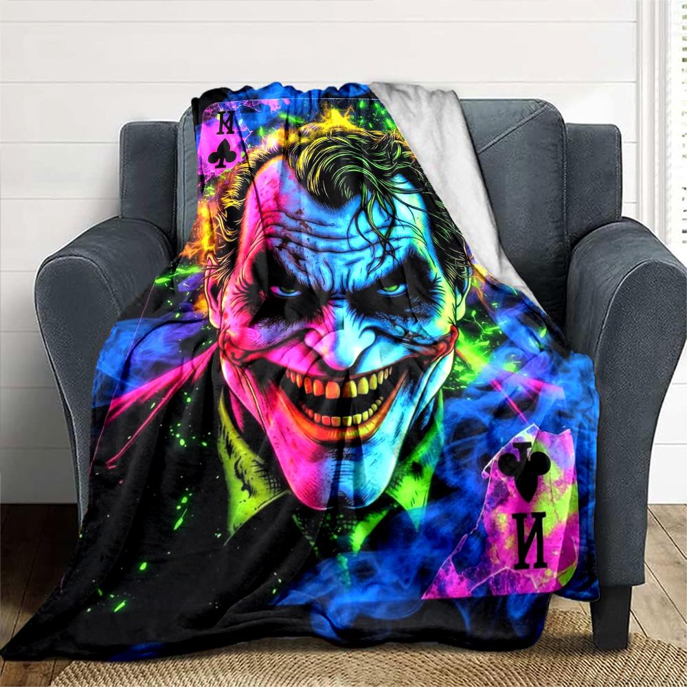 Joker Print Flannel Blanket High Quality Warm Comfortable Cover for All Seasons Perfect for Gifts Home Decor