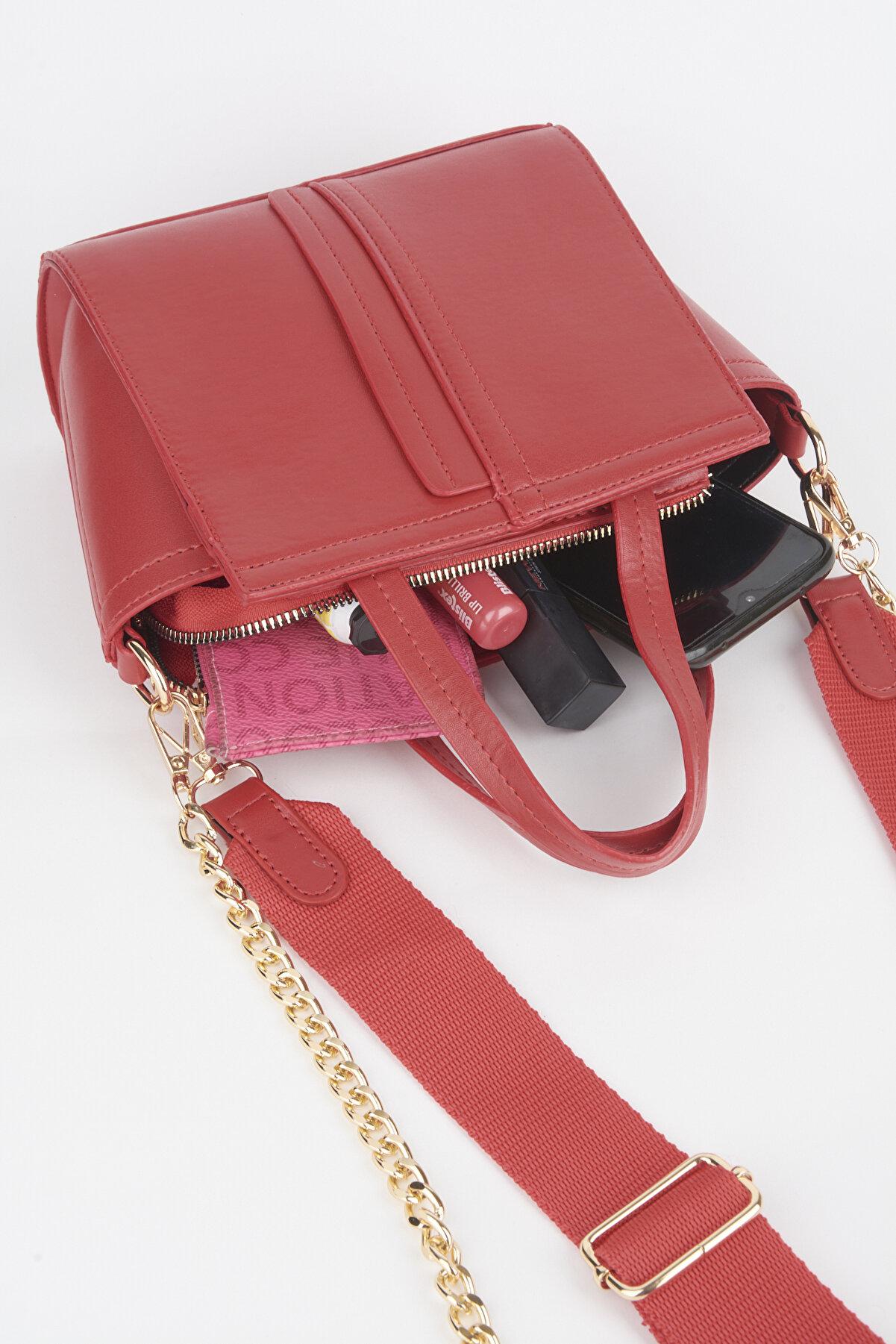 Женская красная сумка на плечо Crocos с застежкой-молнией, ручкой и ремешком на руку