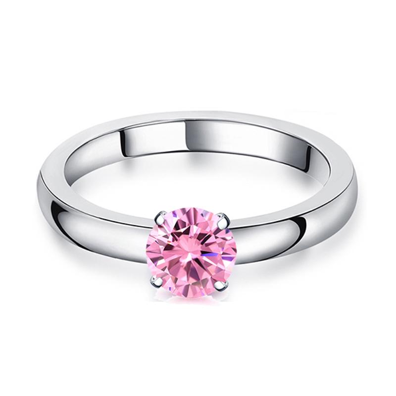 Doe-het-zelf 1,5 CT Solitaire Verlovingsringen Trouwringen Verwisselbaar Roestvrij Staal Ronde Zirkonia Belofteringen voor Haar