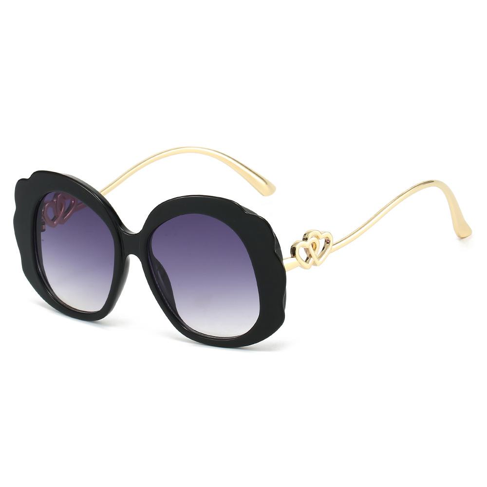

New Luxury Leopard Gradient Oval Women Sunglasses Brand Personality Double Heart Decoration Contrast Color Men Sun Glasses Uv400 as picture
