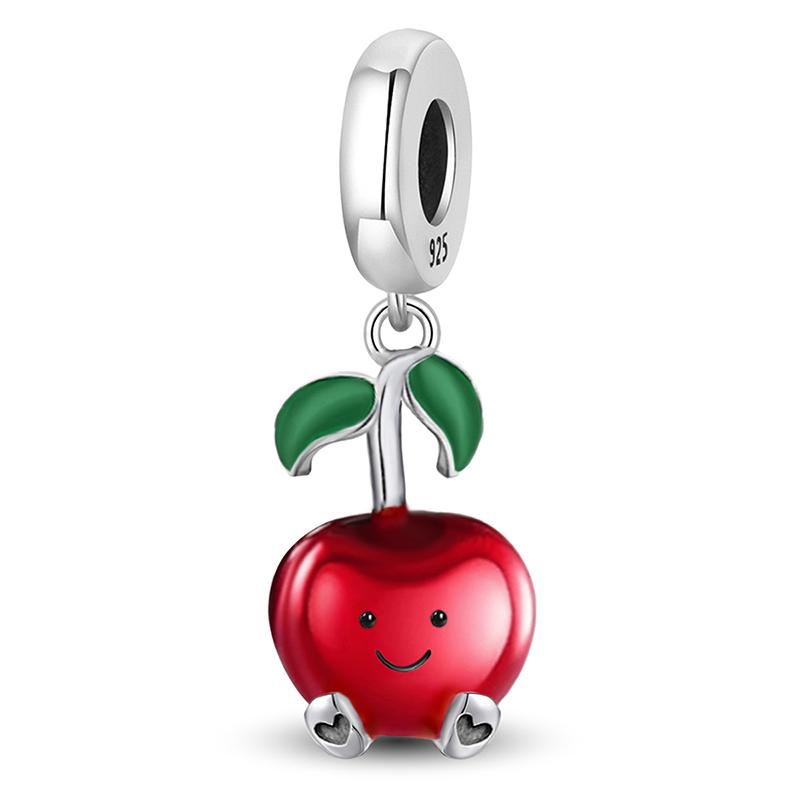 Copper Pink Cake Cherry Pineapple Strawberry Cherry Pendant Charm Ball Suitable For Bracelets Diy Women'S Jewelry