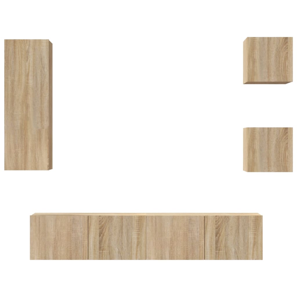 5 Piece TV Cabinet Set In Sonoma Oak Effect Particle Board