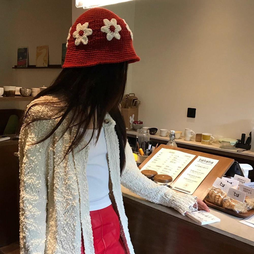 Korean Style Beanies Hat Handmade Bucket Hat Retro Women's Fisherman Hat  Girls