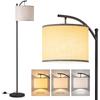 Retro Minimalist Fabric Floor Lamp - Dimmable Three-Color Lighting for Bedroom, Study, or Living Room