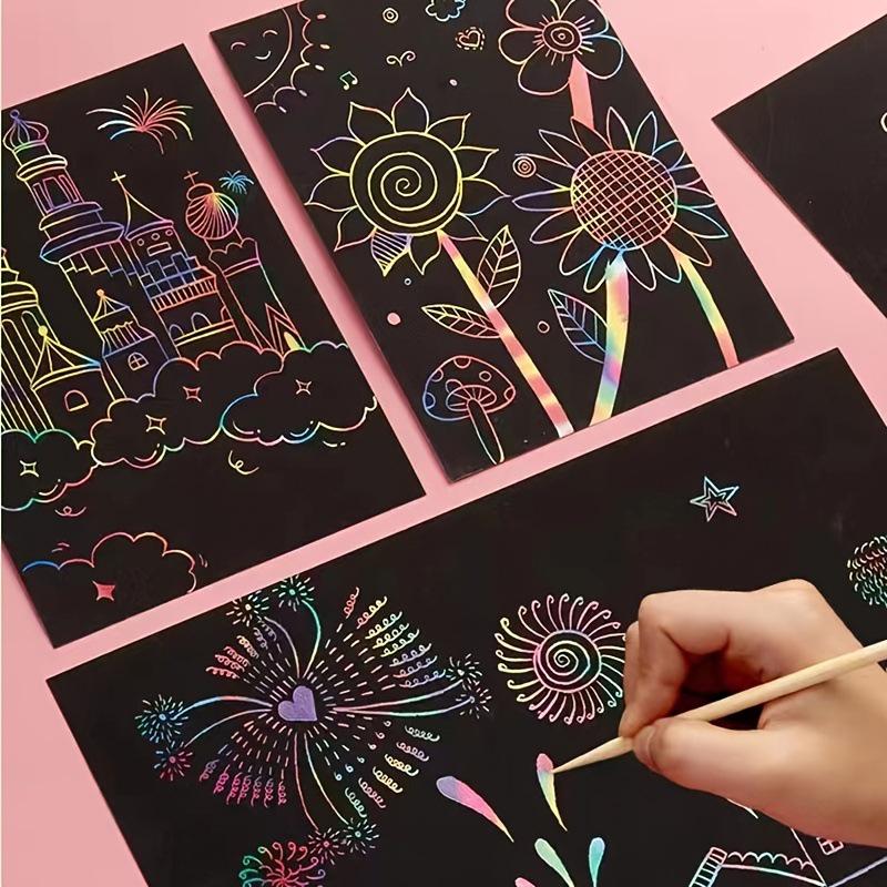 Colorful European & Korean DIY Scratch Art Book for Birthdays & Festivals