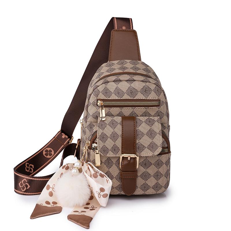 

Нагрудная сумка, женский маленький рюкзак через плечо, поясная сумка с принтом, сумка через плечо из мягкой кожи, сумка через плечо коричневый