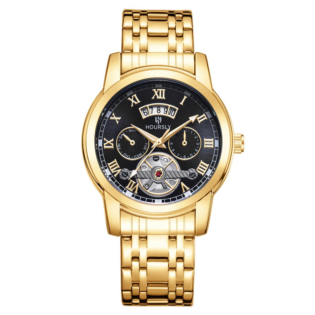 Fashion Men'S Watch, Simple Atmospheric Tourbillon Quartz Watch Fashion Business Steel Belt Watch