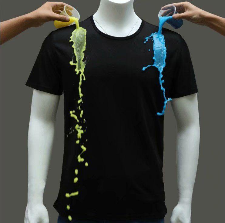 Ice Silk Mesh Men's Quick-Dry Breathable T-Shirt - Black Nano Tech, Waterproof & Anti-Fouling