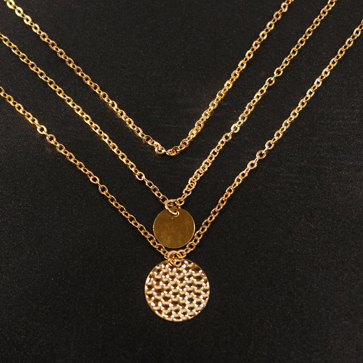 

European and American new products, geometric metal lasso simple necklace, metal sequined multi-layer necklace золотой
